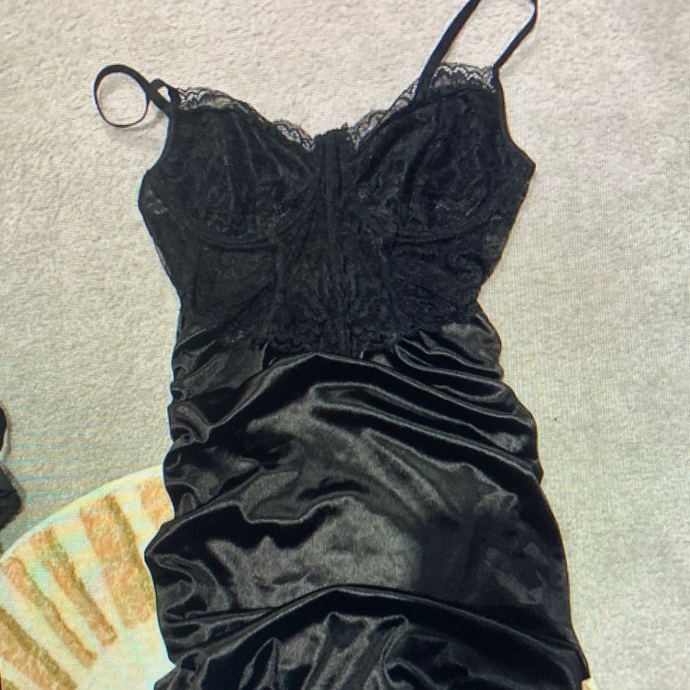 SHEIN Black Lace and Satin Mini Dress